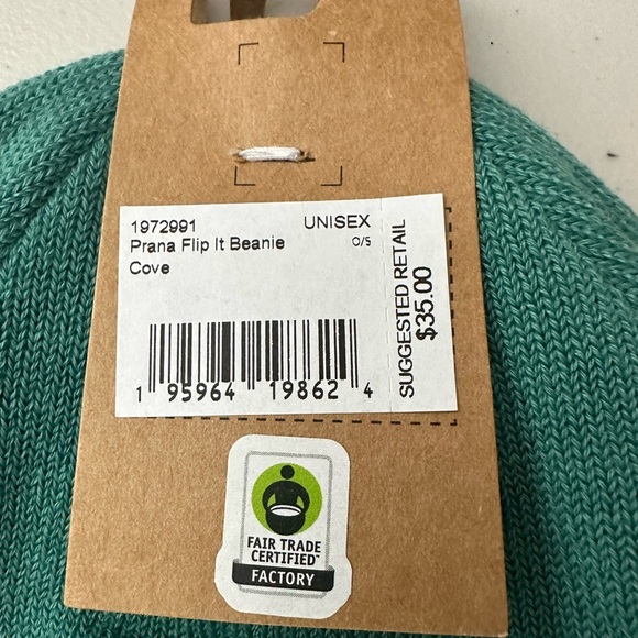 Prana Flip It Beanie in Cove Blue Green Unisex One Size - Picture 3 of 4